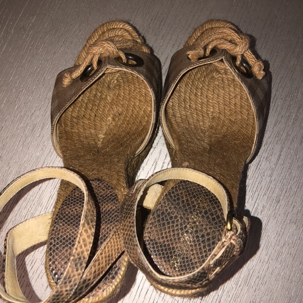 BURBERRY Plaid Espadrille Wedge Sandals Size 7 - Picture 12 of 16